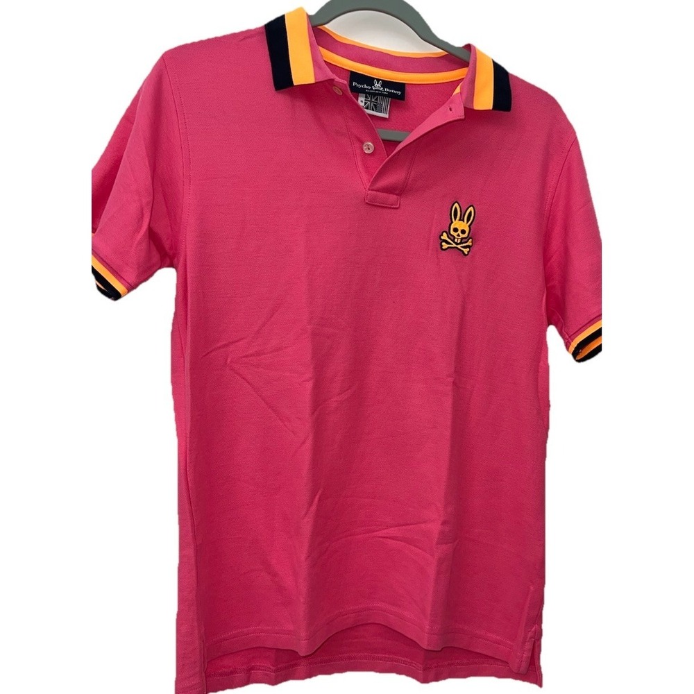 #112 Phycho Bunny‎ Men's Tango Pink Bailey Short Sleeve Polo Xs